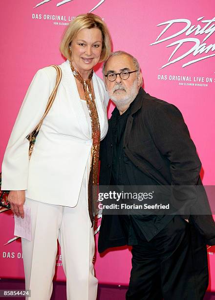 Stylist Udo Walz and Anja Hauptmann attend the musical premiere of 'Dirty Dancing' at Potsdamer Platz Theater on April 07, 2009 in Berlin.