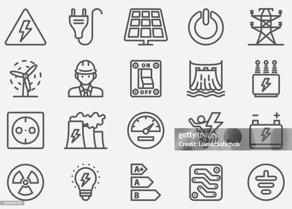 Electricity Line Icons