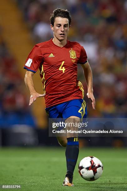 Alvaro Odriozola of Spain runs with the ball during the FIFA 2018 World Cup Qualifier between Spain and Albania at Rico Perez Stadium on October 6,...