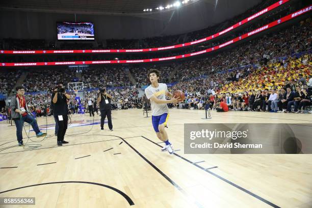 Chen Bolin drives to the basket during fan day as part of 2017 NBA Global Games China on October 7, 2017 at the Oriental Sports Center in Shanghai,...