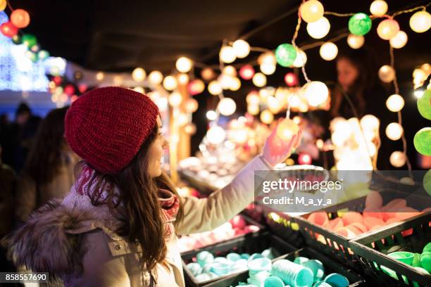 woman on the festive christmas market - national day of belgium 2016 imagens e fotografias de stock