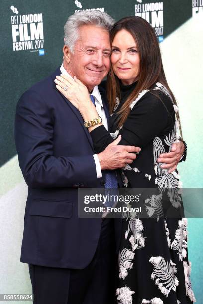 Dustin Hoffman and Lisa Hoffman attend "The Meyerowitz Stories" UK Premiere during the 61st BFI London Film Festival at Embankment Gardens Cinema on...