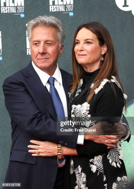 Dustin Hoffman and Lisa Hoffman attend "The Meyerowitz Stories" UK Premiere during the 61st BFI London Film Festival at Embankment Gardens Cinema on...
