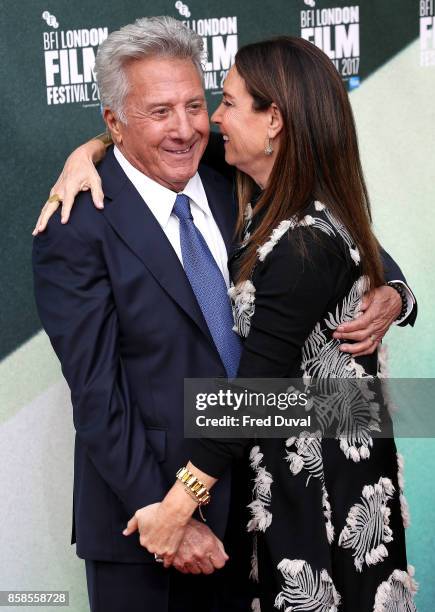 Dustin Hoffman and Lisa Hoffman attend "The Meyerowitz Stories" UK Premiere during the 61st BFI London Film Festival at Embankment Gardens Cinema on...