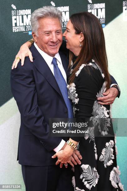 Dustin Hoffman and Lisa Hoffman attend "The Meyerowitz Stories" UK Premiere during the 61st BFI London Film Festival at Embankment Gardens Cinema on...