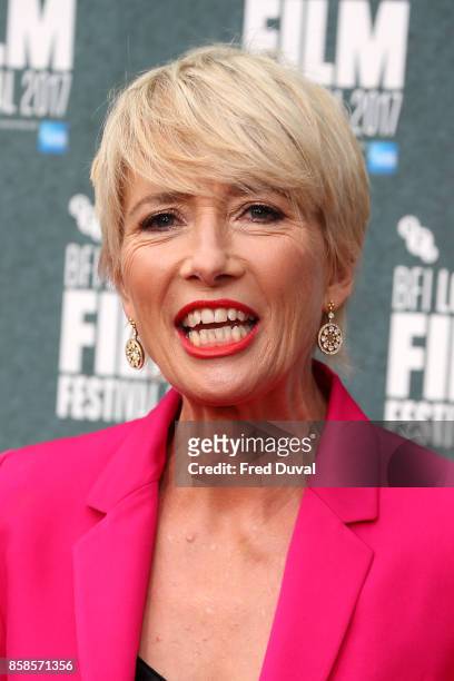 Emma Thompson attends "The Meyerowitz Stories" UK Premiere during the 61st BFI London Film Festival at Embankment Gardens Cinema on October 6, 2017...
