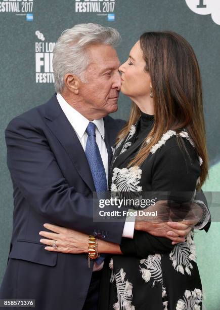 Dustin Hoffman and Lisa Hoffman attend "The Meyerowitz Stories" UK Premiere during the 61st BFI London Film Festival at Embankment Gardens Cinema on...