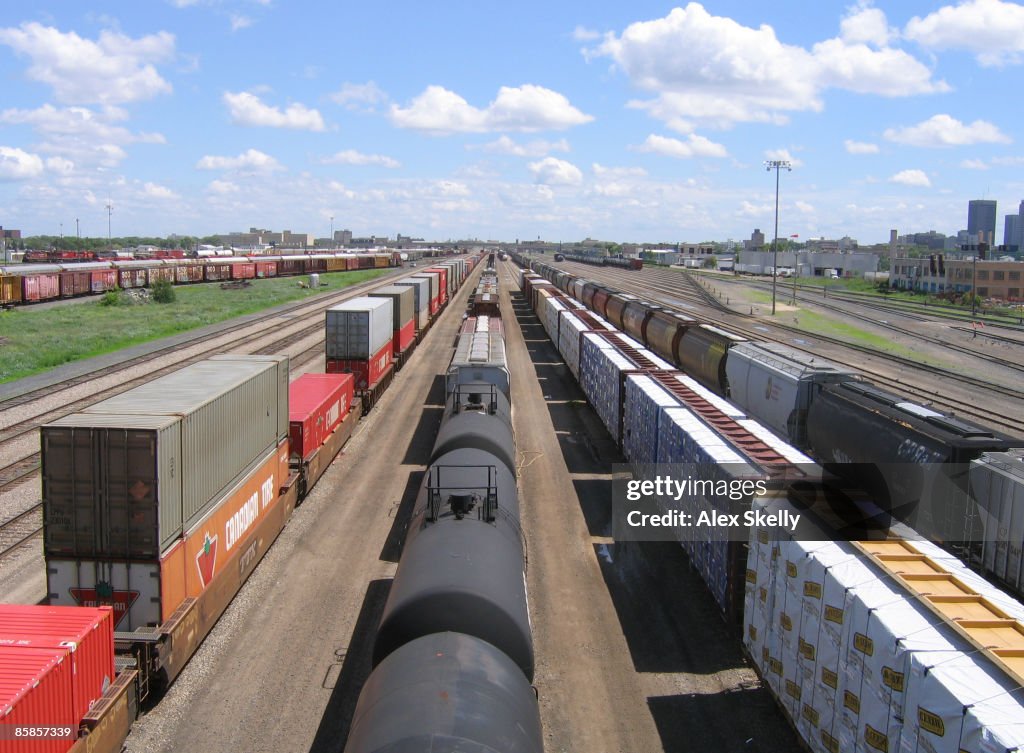 Railway yards, elevated view