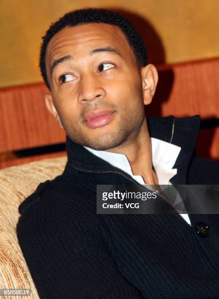 Singer John Legend attends a press conference on April 7, 2009 in Shanghai, China. John Legend is in Shanghai for a live concert which will be held...