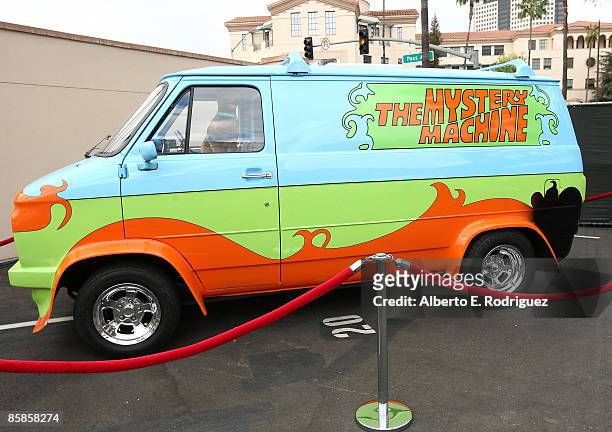 The Mystery Machine from the Scooby Doo cartoon at a Celebration of Warner Bros. Animation with the unveiling of a new billboard at the Warner Bros....