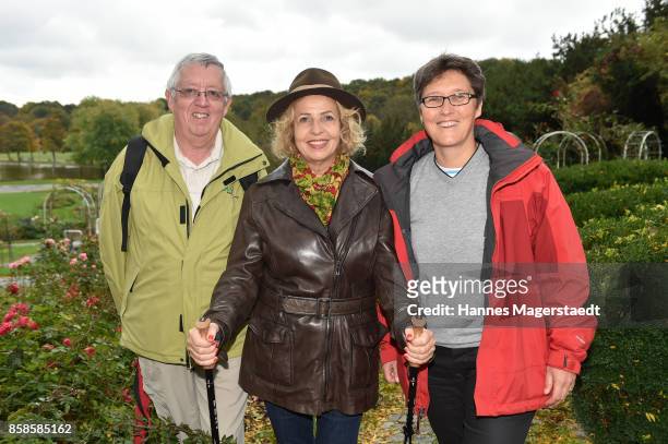 President Uwe Kneibert, actress Michaela May and Anke Matter-Nolte during the charity walk for the Mukoviszidose e. V. At Westpark on October 7, 2017...