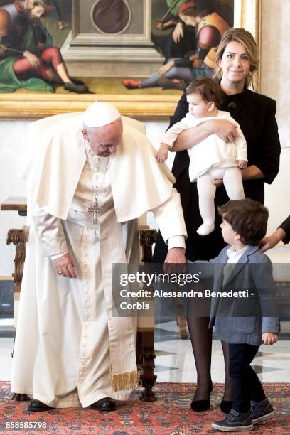 Prime Minister of Croatia Andrej Plenkovic meets with Pope Francis during a private audience on October 7, 2017 in Vatican City, Vatican. The...