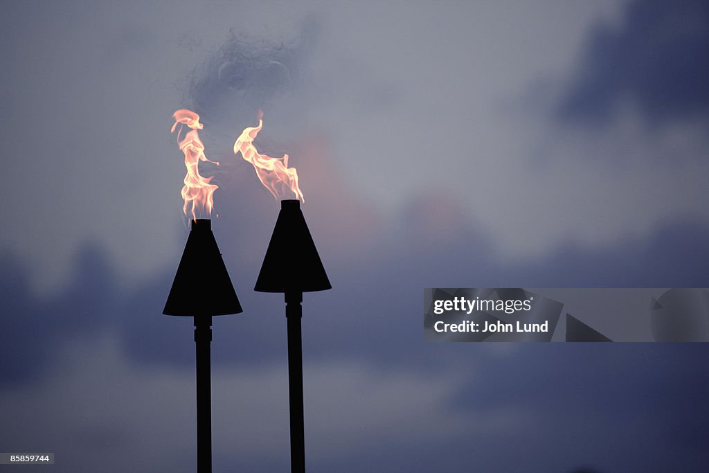 Tiki torches at Sunset