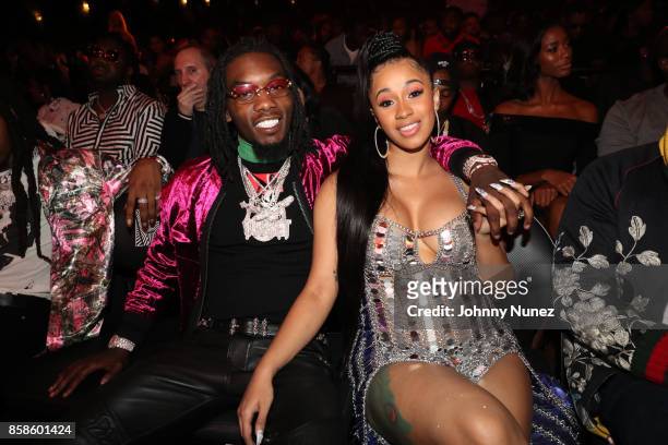 Offset and Cardi B attend the 2017 BET Hip Hop Awards on October 6, 2017 in Miami Beach, Florida.