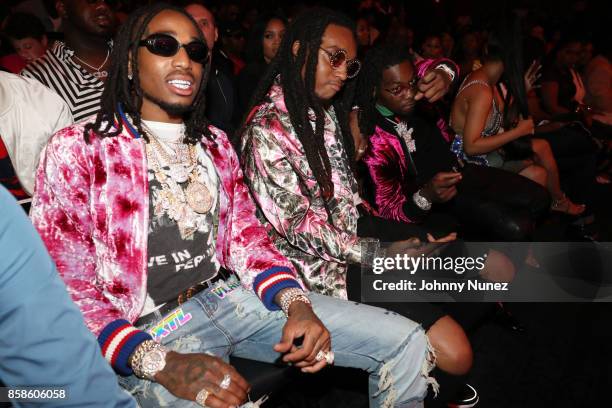 Quavo, Takeoff, and Offset aka Migos attend the 2017 BET Hip Hop Awards on October 6, 2017 in Miami Beach, Florida.