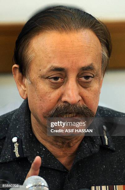 City police chief, Waseem Ahmed speaks during a press conference in Karachi on April 8, 2009. Police in Pakistan's financial capital said they had...