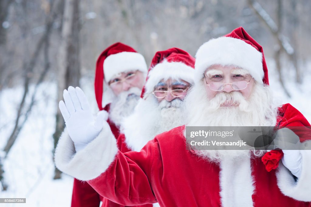 Santa's at forest delivering presents
