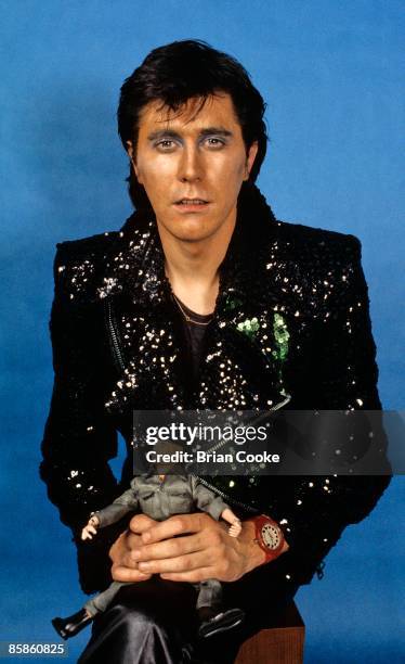 Bryan Ferry of Roxy Music holding an Action Man at studio photo shoot in West London on September 18 1972