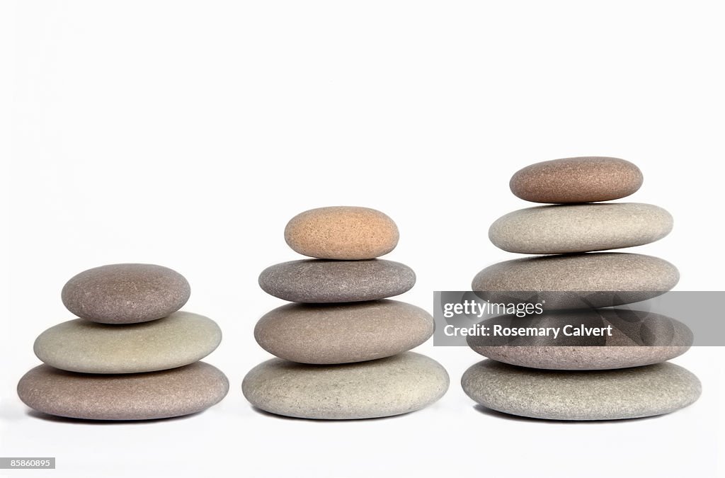 Three stacks of pebbles