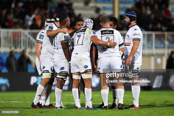 Players of Vannes during the Pro D2 match between Colomiers and Vannes on October 6, 2017 in Colomiers, France.