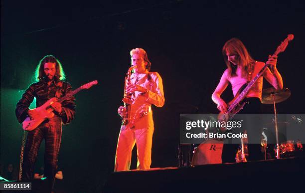 Phil Manzanera, Andy Mackay, Rik Kenton of Roxy Music performing at Leicester University on November 18 1972