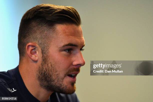 Jack Butland of England during an England press conference at the Novotel in Vilnius at a Media Access day on October 7, 2017 in Vilnius,