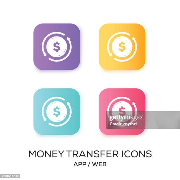 set of money transfer app icon - hockey card stock illustrations