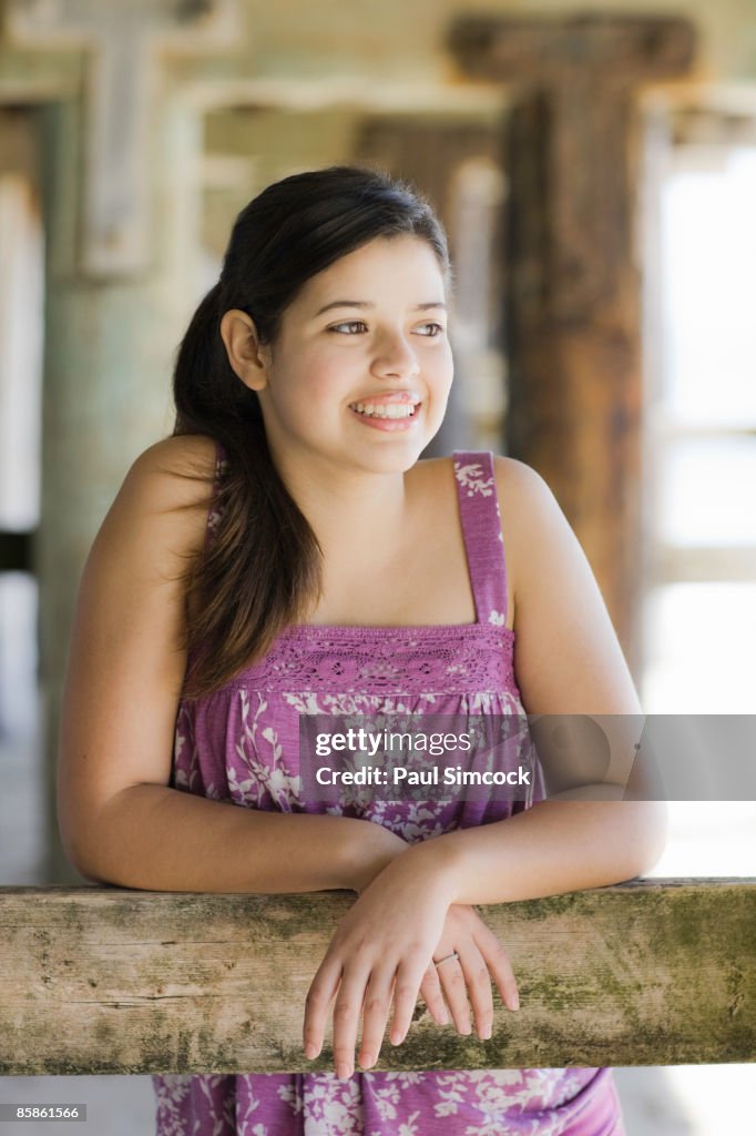 Portrait Of Teen Girl Under Pier