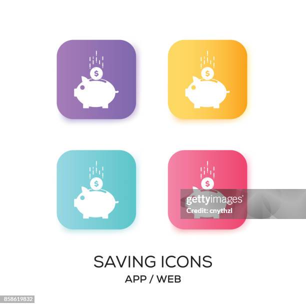 set of saving app icon - referral marketing stock illustrations