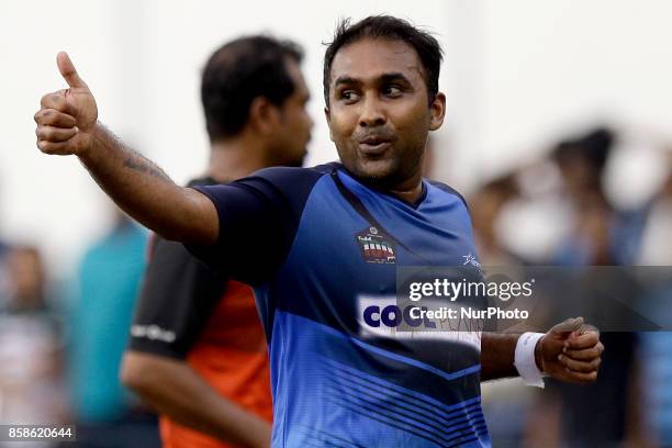 Former Sri Lankan cricket captain Mahela Jayawardene during a charity football match at Colombo, Sri Lanka on Saturday 7 October 2017