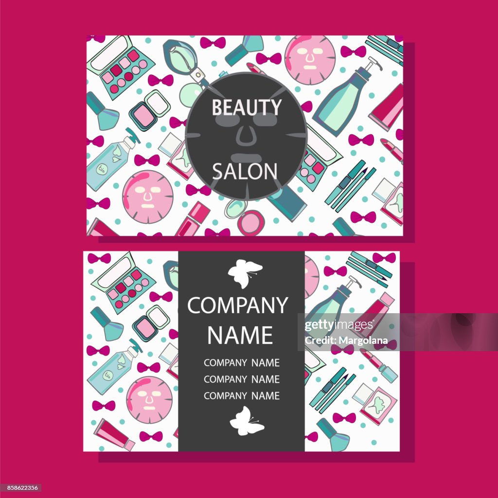 Diseño Lindo Del Cuidado Maquillaje Tarjetas De Visita Para Salón De  Belleza Ilustración de stock - Getty Images