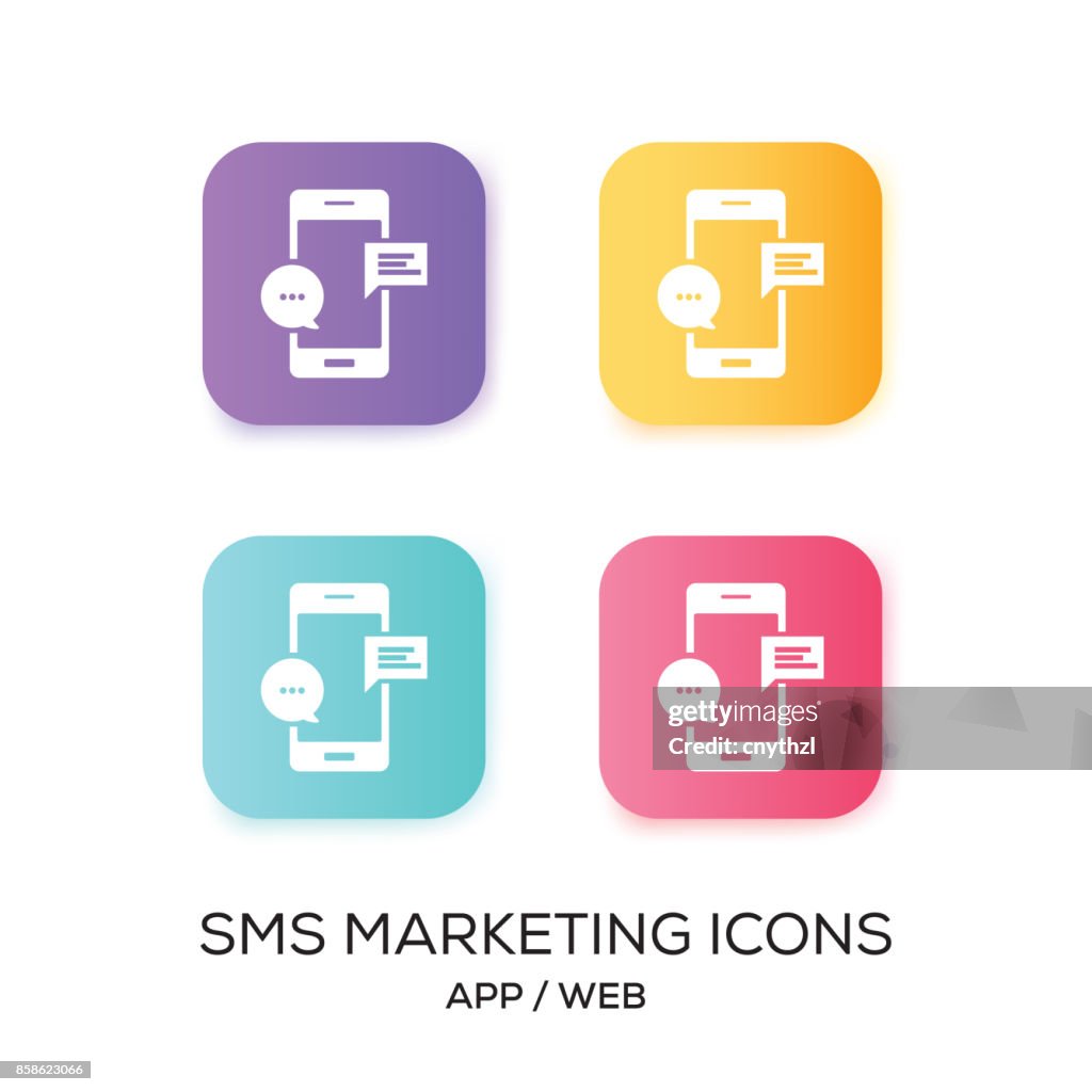 Satz von SMS Marketing App-Symbol