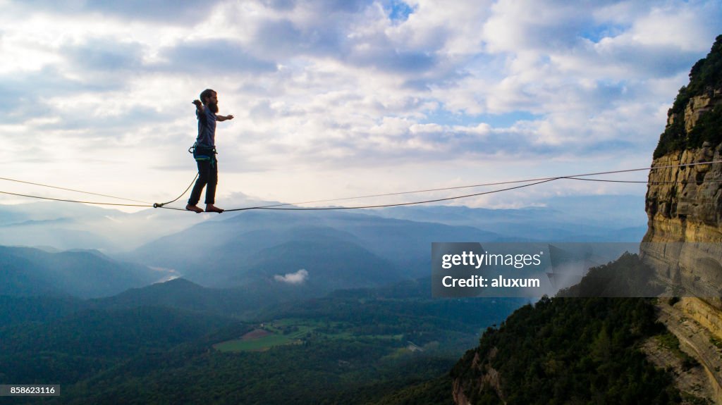 Slacklining in the mountains