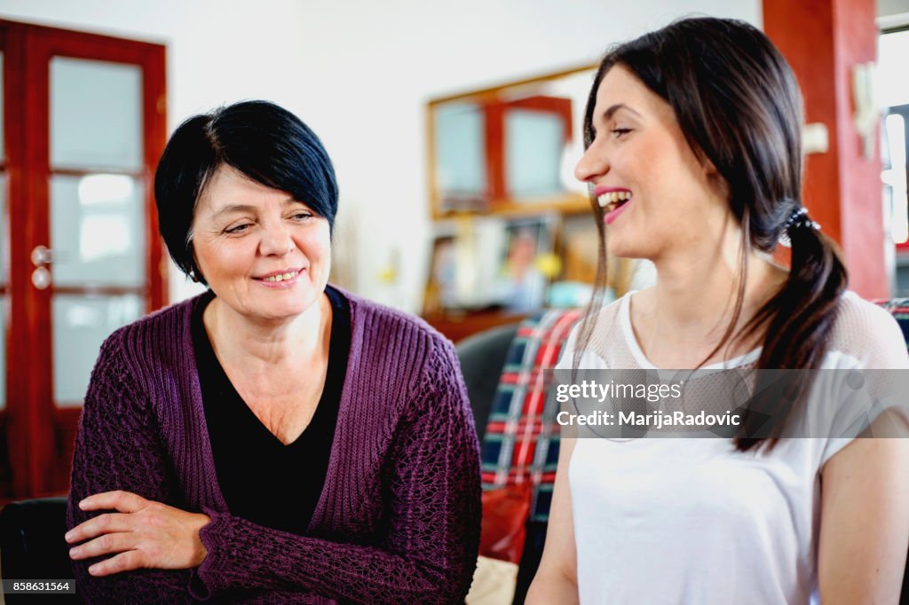 Happy mother and daughter portrait