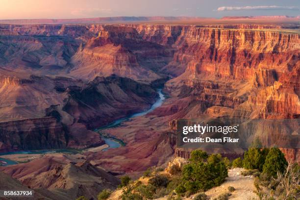 sunset at desert view point - why arizona stock-fotos und bilder