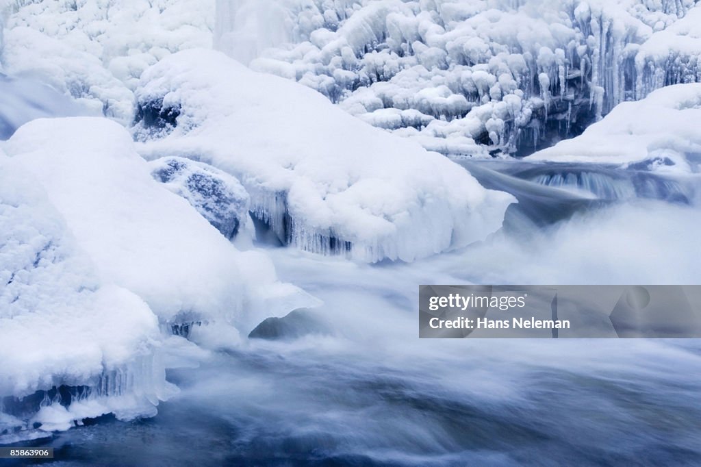 Water and ice detail at Webster's Falls