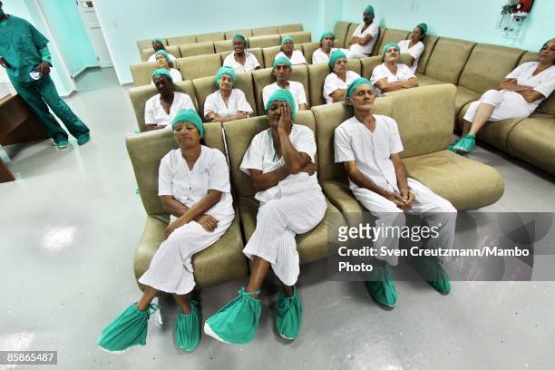 Patients wait to undergo cataract surgery at Cuba's and Venezuela's joint program 'Operacion Milagro,' Operation Miracle, at the Ramon Pando Ferrer...