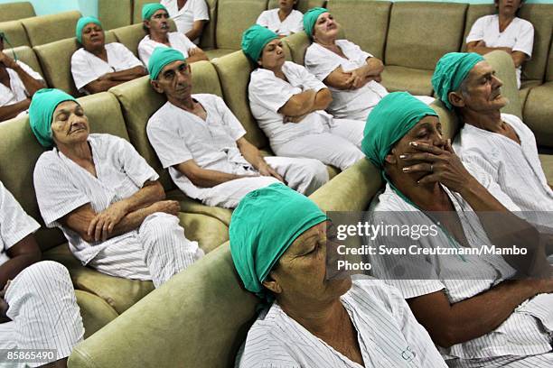 Patients wait to undergo cataract surgery at Cuba's and Venezuela's joint program 'Operacion Milagro,' Operation Miracle, at the Ramon Pando Ferrer...