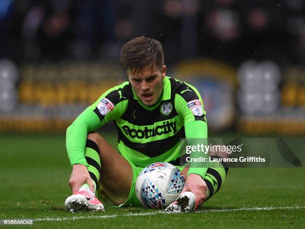 Charlie Cooper of Forest Green Rovers shows his frustrations after conceding a late equalisercduring the Sky Bet League Two match between Notts...