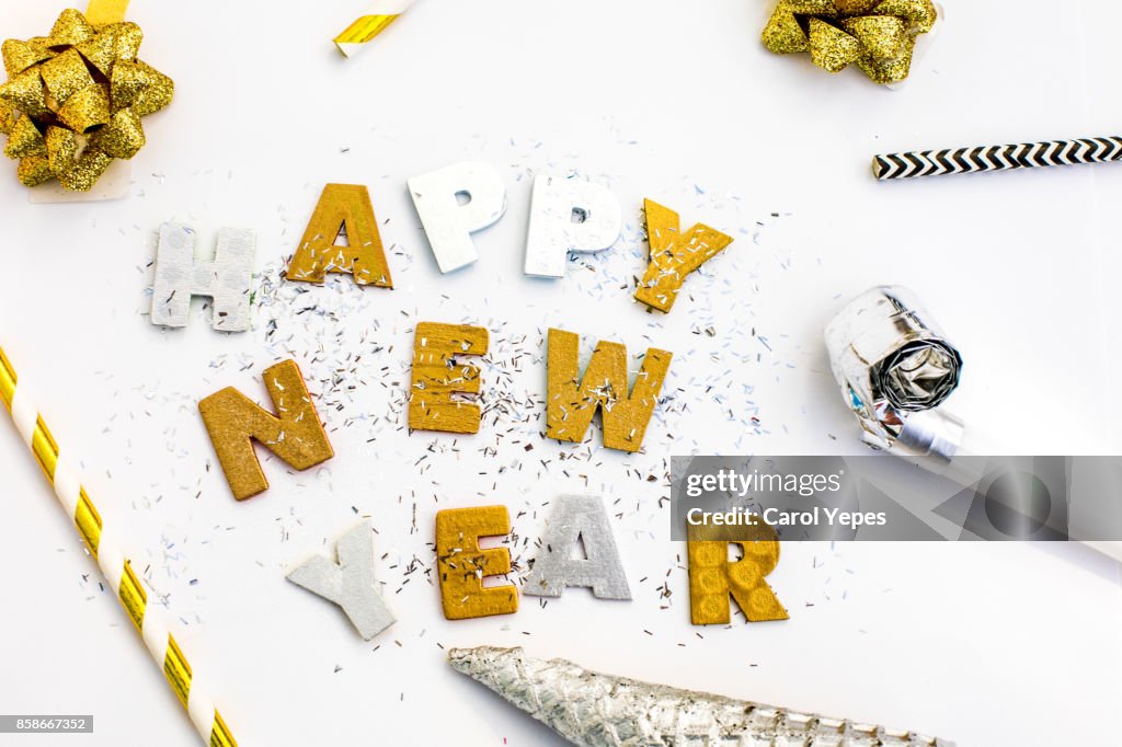 Happy new year background .Flat lay
