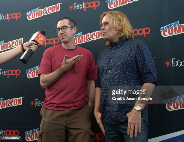Matt Senreich and Tom Sheppard attend the Robot Chicken Press Hour during New York Comic Con 2017 - JK at Jacob K. Javits Convention Center on...