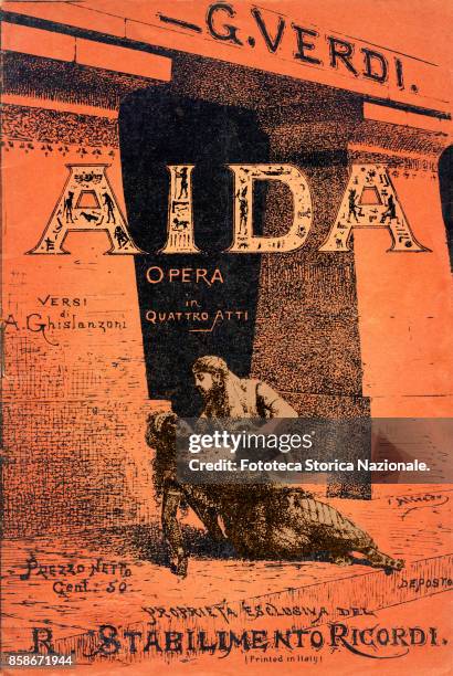 Giuseppe Verdi illustrated cover of the Aida booklet , works in four acts by Antonio Ghislanzoni. The Opera was commissioned by the viceroy of Egypt...