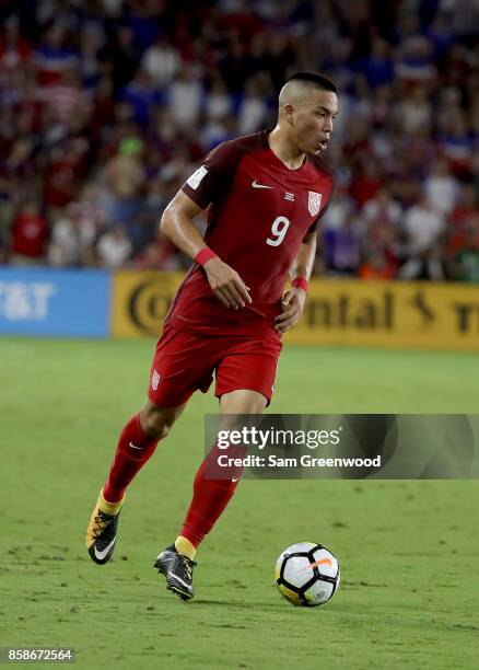 Bobby Wood of the United States controls the ball during the final round qualifying match against Panama for the 2018 FIFA World Cup at Orlando City...