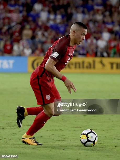Bobby Wood of the United States controls the ball during the final round qualifying match against Panama for the 2018 FIFA World Cup at Orlando City...