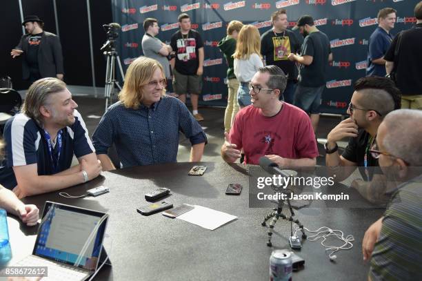 Tom Sheppard and Matt Senreich attend the Robot Chicken Press Hour during New York Comic Con 2017 - JK at Jacob K. Javits Convention Center on...