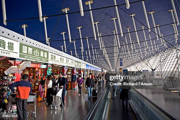 shanghai pudong international airport. - pudong imagens e fotografias de stock