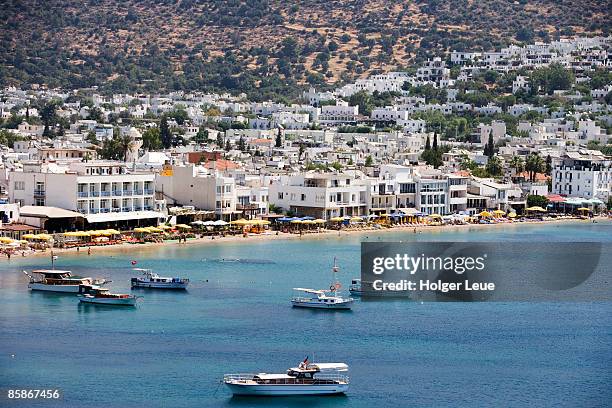 bodrum from st peter's castle. - bodrum turkey stock pictures, royalty-free photos & images