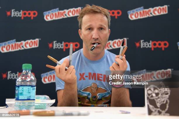 Breckin Meyer attends the Robot Chicken signing during New York Comic Con 2017 - JK at Jacob K. Javits Convention Center on October 7, 2017 in New...