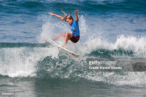 Alana Blanchard of Hawaii advanced directly into Round 3 of the Rip Curl Pro after surfing into second place in her Round 1 heat at Bells Beach on...