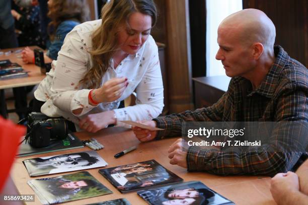 Actor James Marshall, who played the character of James Hurley on the TV show Twin Peaks, signs autographs for fans during the Twin Peaks UK Festival...